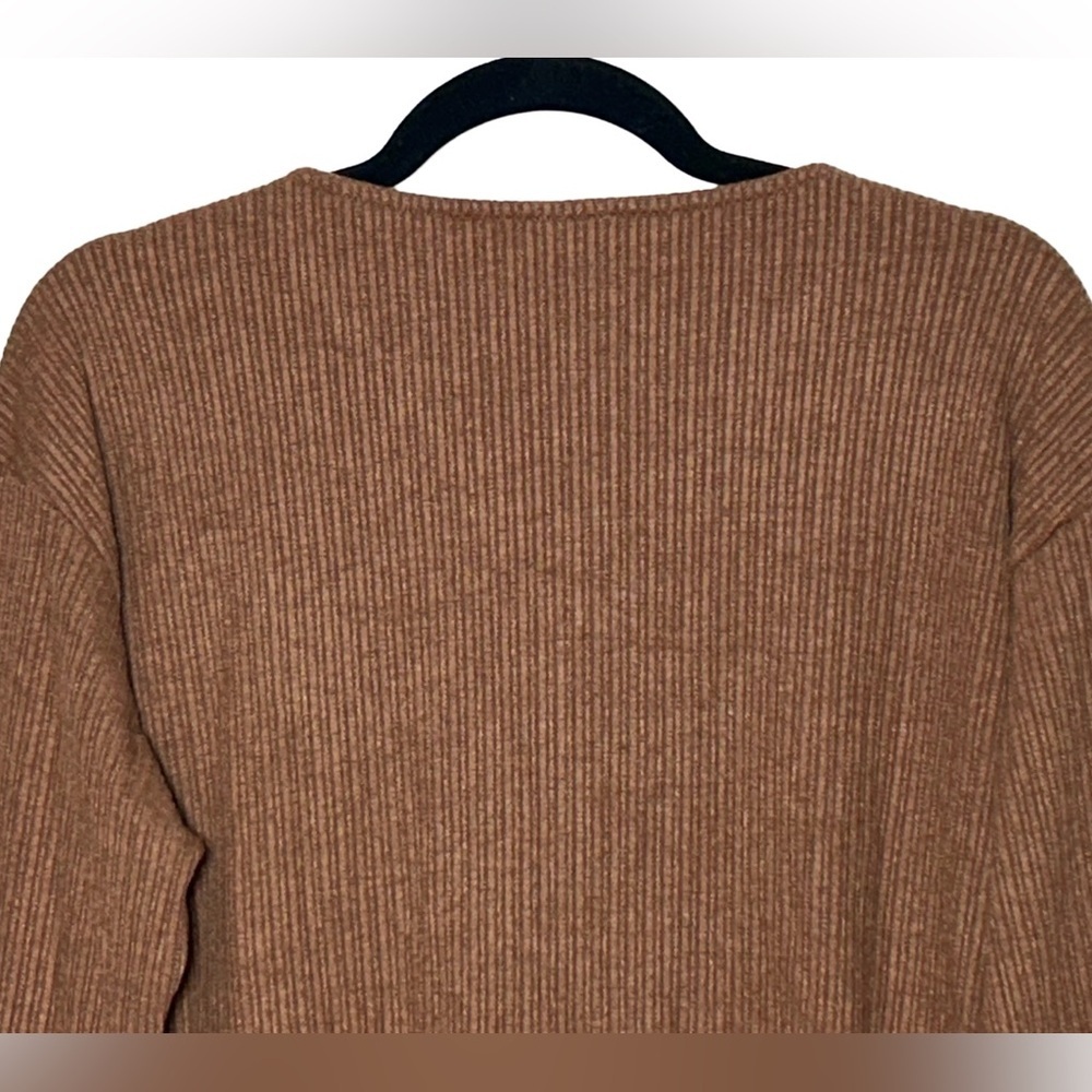 NWT OGL Brown V Neck Flare Long Sleeve Cardigan with Front Hook Closure, Large - Picture 6 of 13